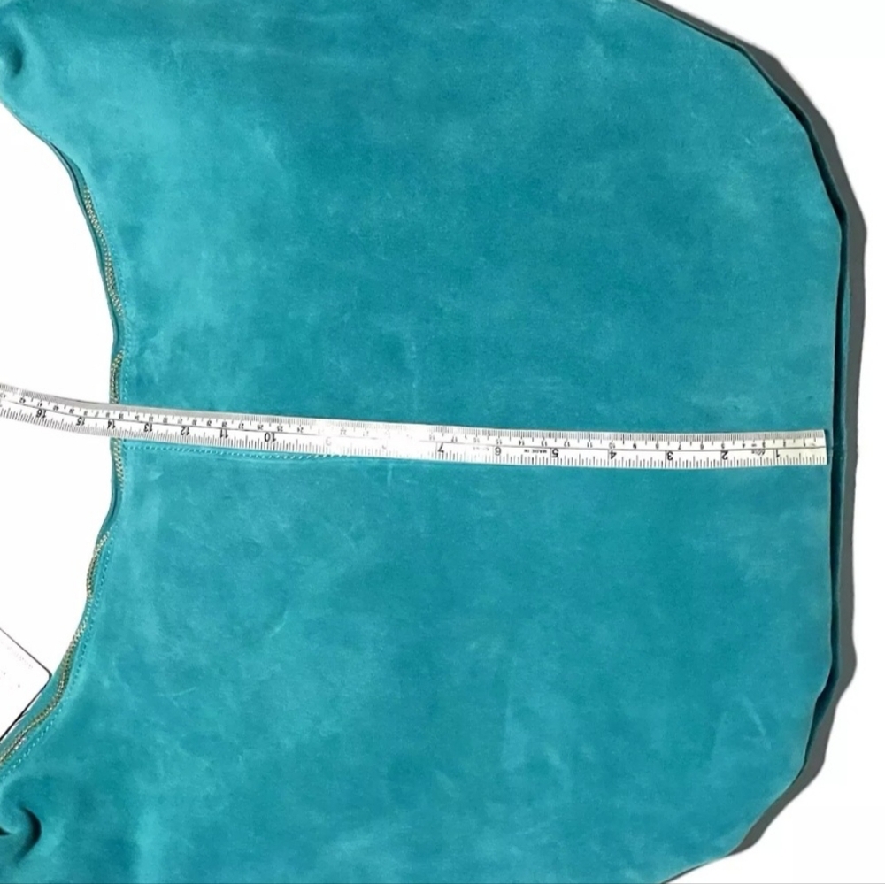 Marlon Rosita calf Leather/ Suede extra large hobo bag In Turquoise - Picture 3 of 14